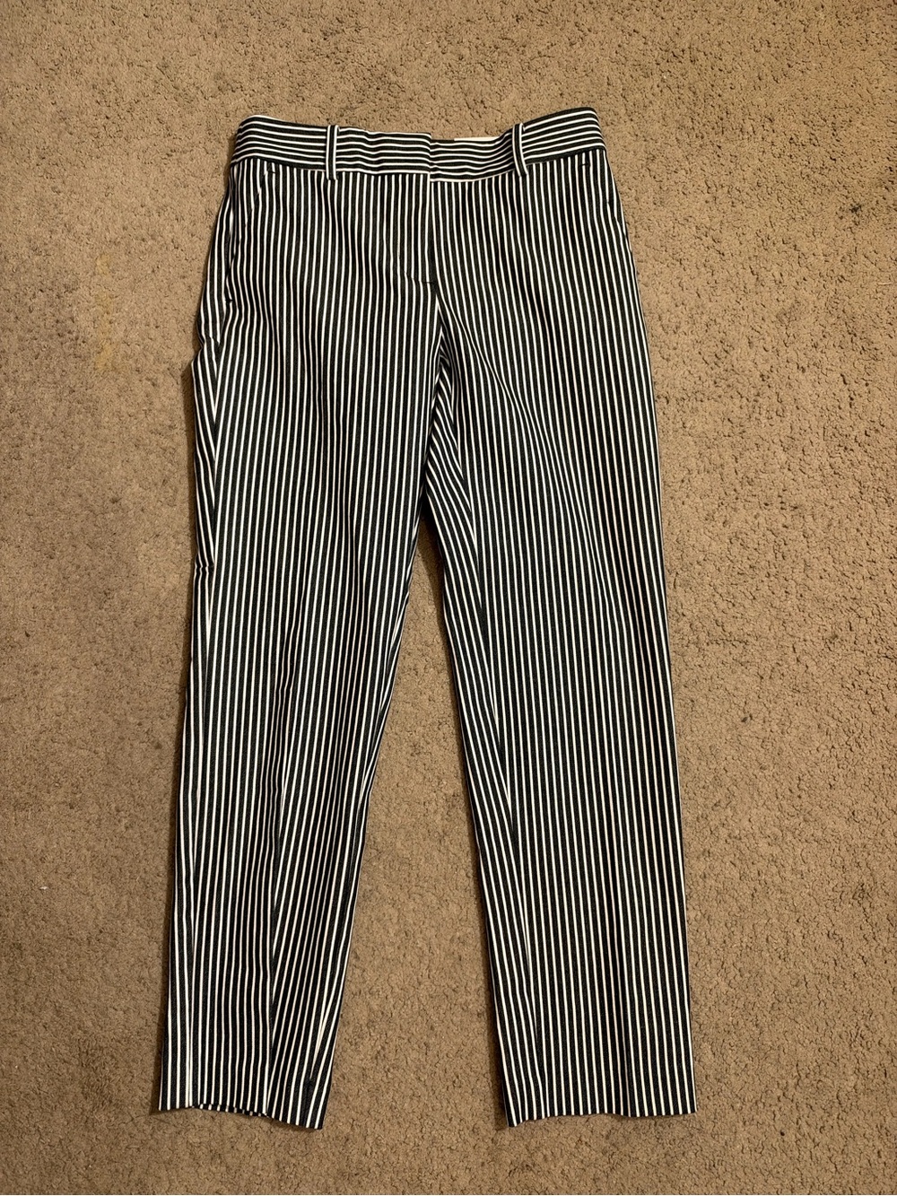 LOFT Black and White Vertical Stripe Dress Pants